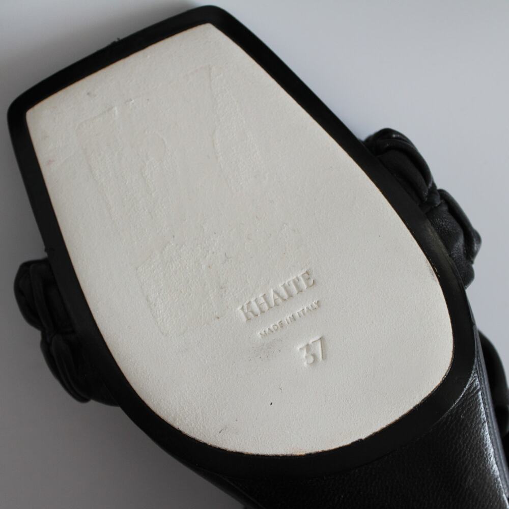 Khaite Lexington Black Ruched Leather Kitten-Heel Sandals (two different sizes) - Picture 16 of 16